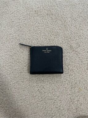 kate spade Black Pebbled Leather Zip Wallet